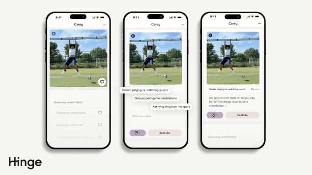 Image of phone displaying someone's dating app profile